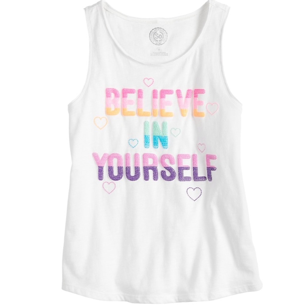 White Girl’s tank: Believe in Yourself